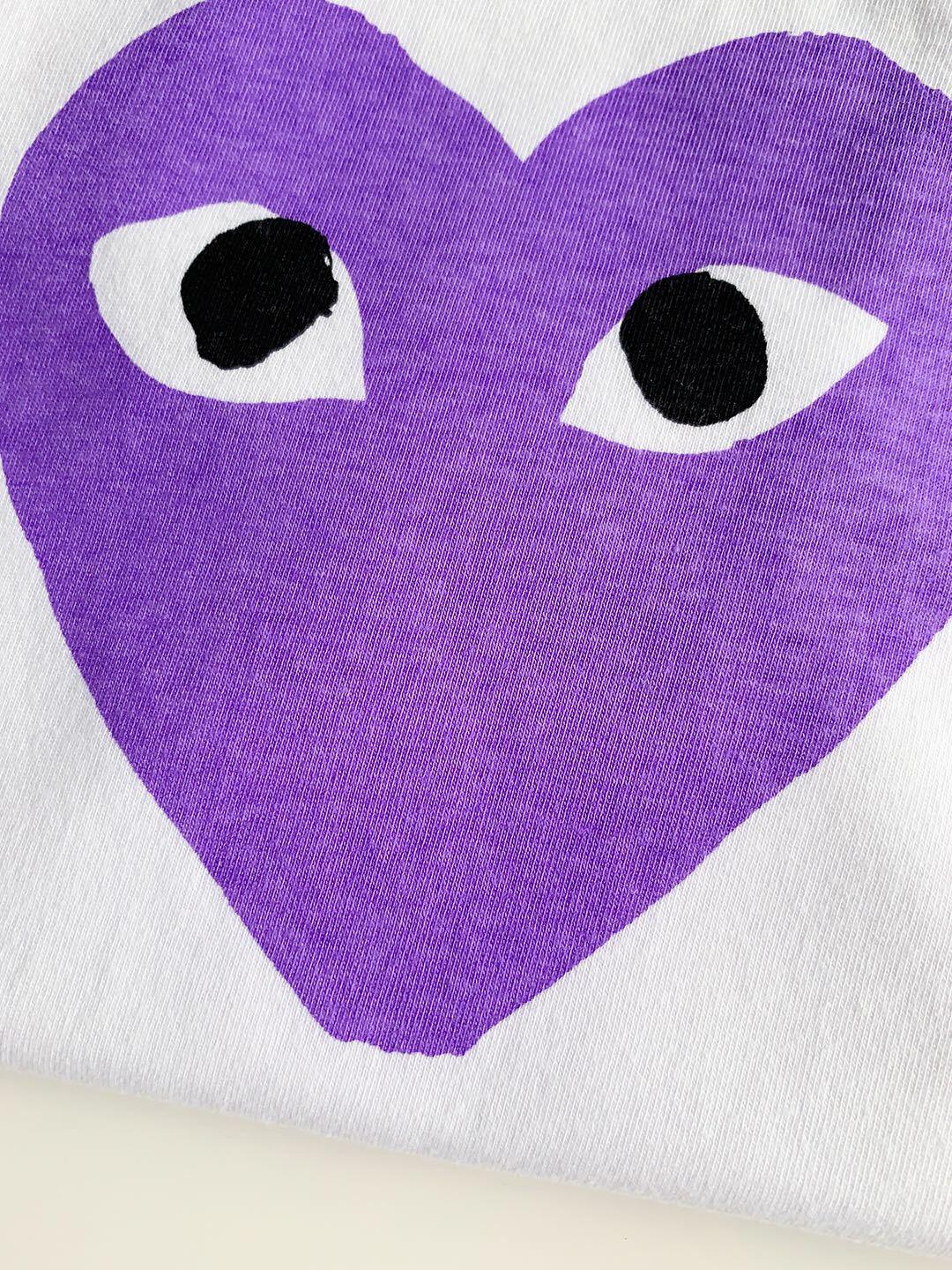 Футболка Comme des Garçons Play Purple Heart Eyes "White" фото № 4