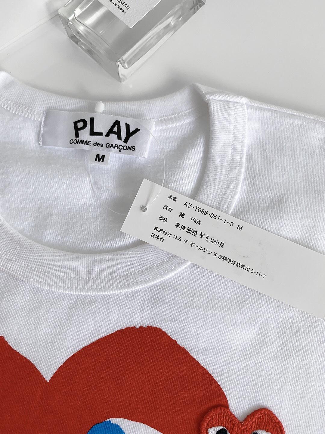 Футболка Comme des Garçons Play Big And Small Logo "White" фото № 4