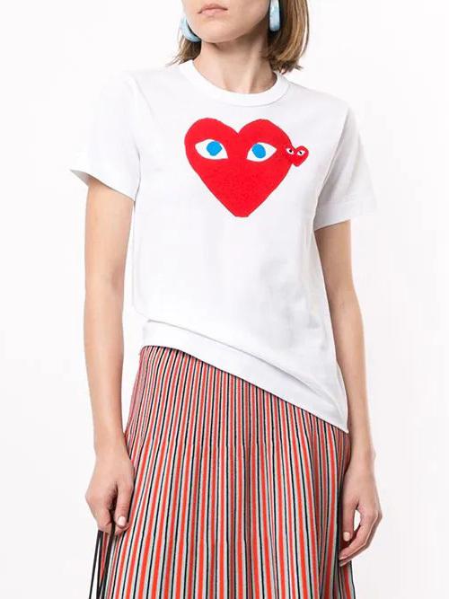 Футболка Comme des Garçons Play Big And Small Logo "White" фото № 8