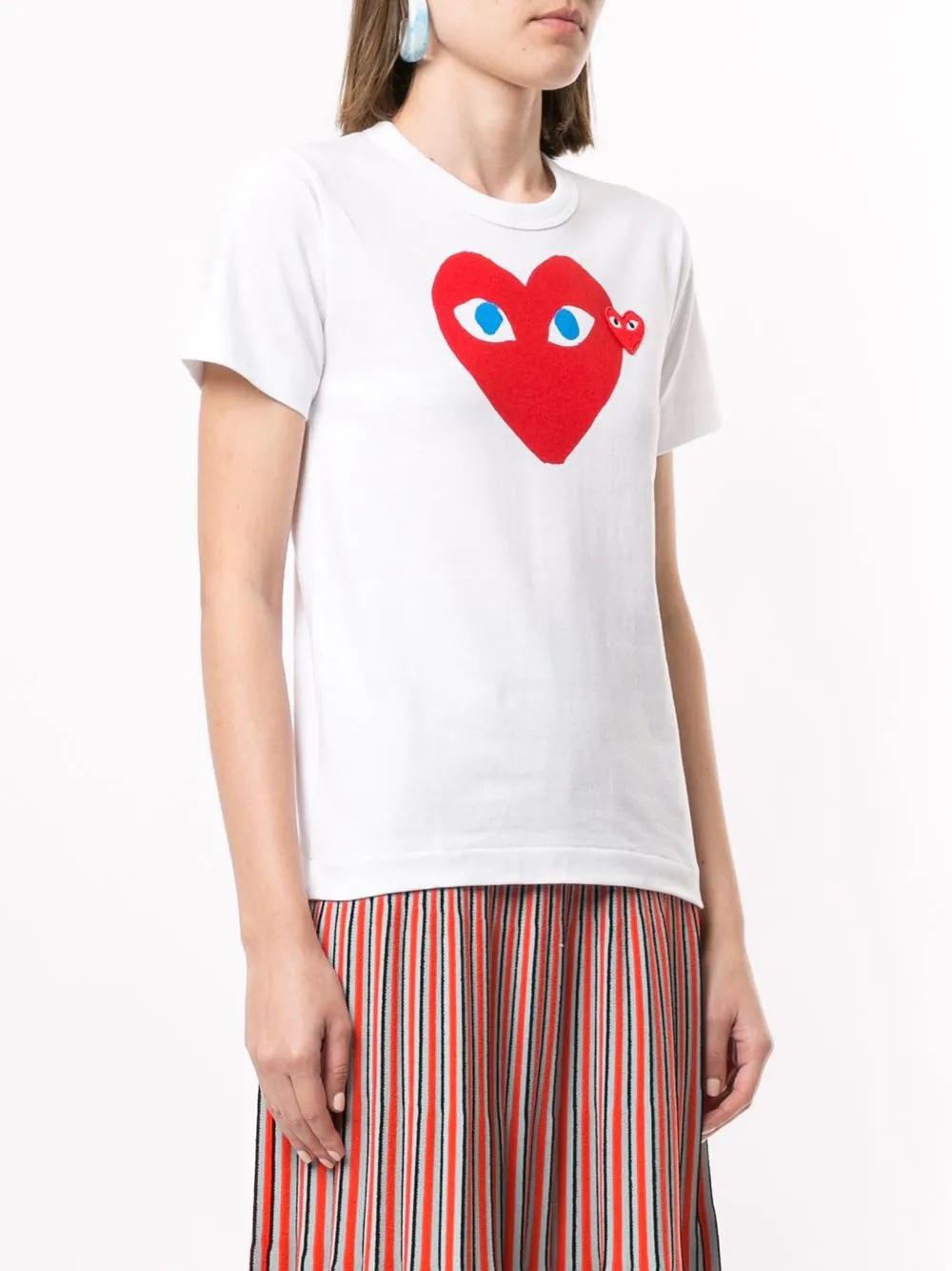 Футболка Comme des Garçons Play Big And Small Logo "White" фото № 9