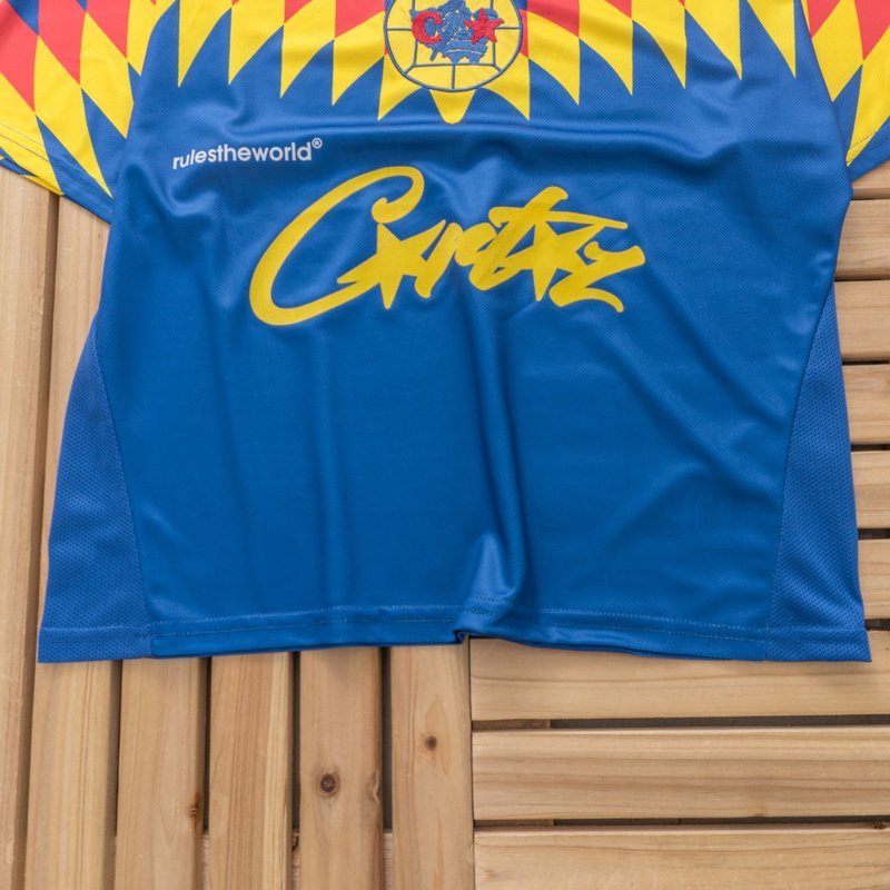 Футболка Corteiz Chisel Colorful Rombs And Collar Decorated By Stripes "Blue" фото № 9