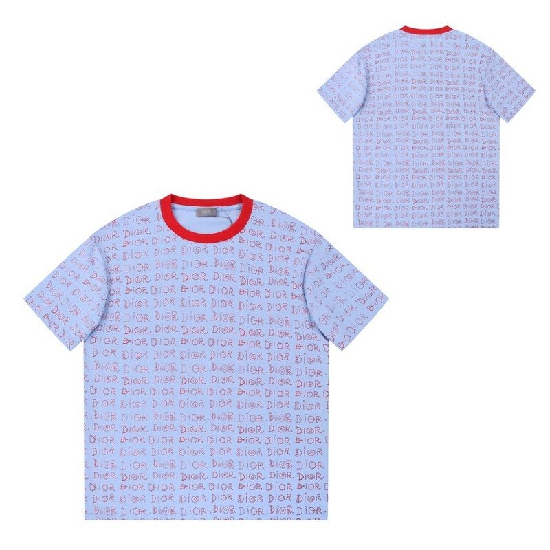 Футболка Dior Print With Text Of Brand Name "Blue/Red" фото № 2