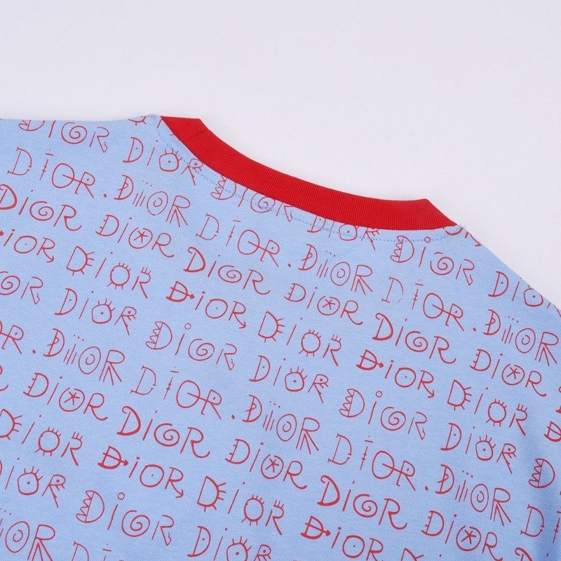 Футболка Dior Print With Text Of Brand Name "Blue/Red" фото № 4