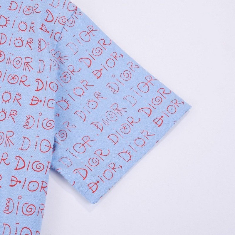 Футболка Dior Print With Text Of Brand Name "Blue/Red" фото № 7