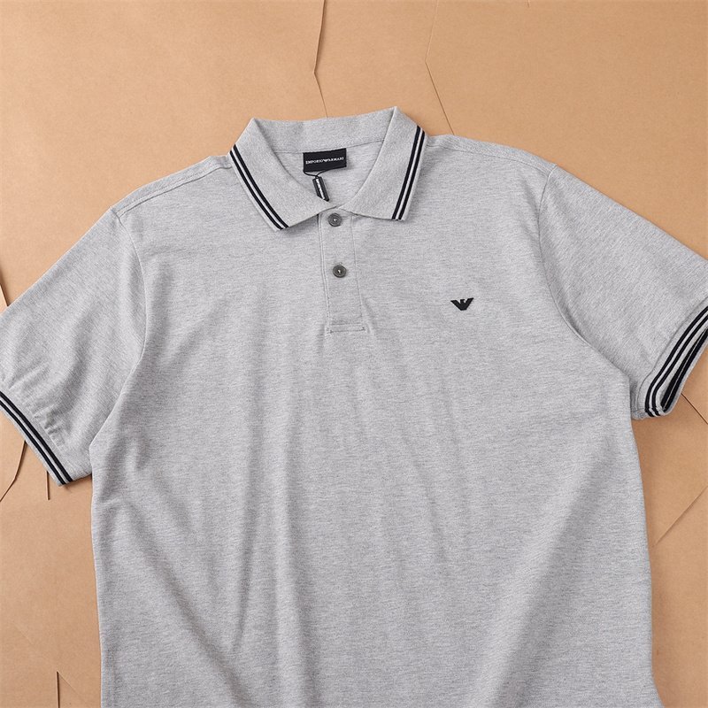 Поло Emporio Armani Edge Decorated By Stripes And Front Small Logo "Gray" фото № 2