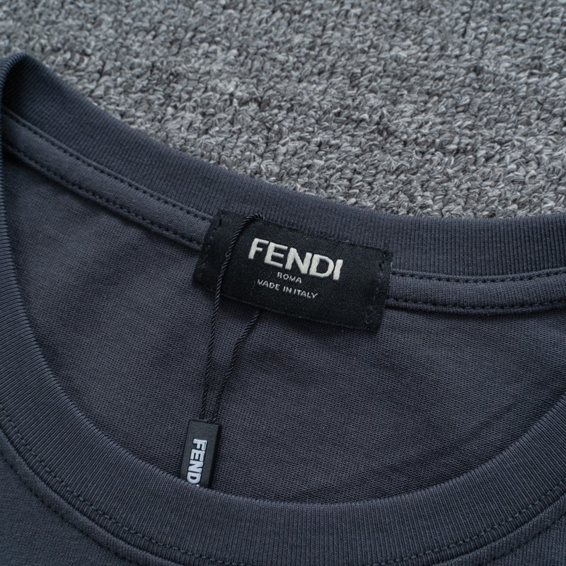 Футболка Fendi With Yellow Text Logo "Gray" фото № 4