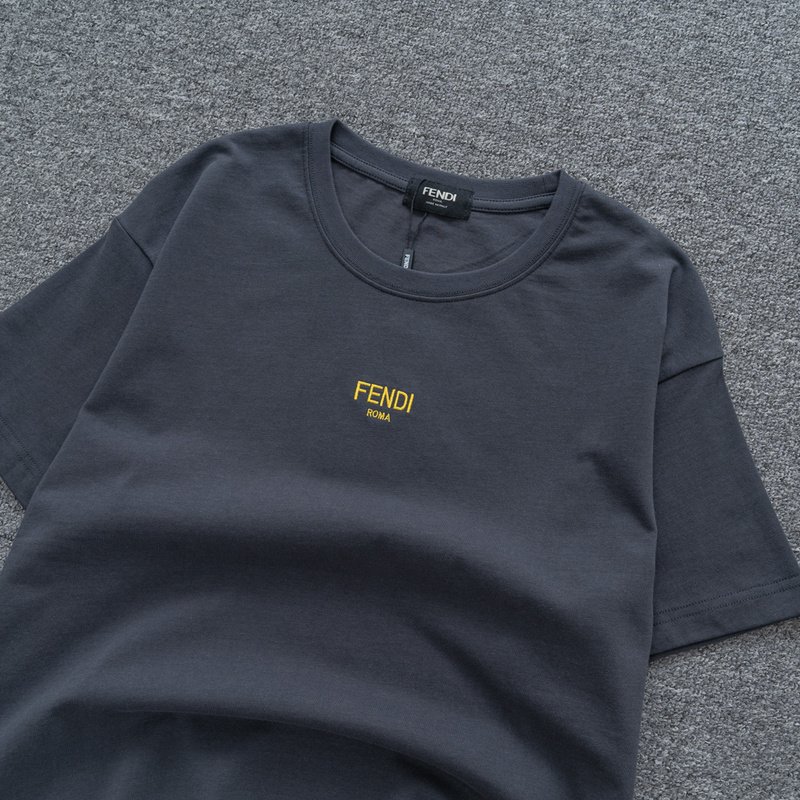 Футболка Fendi With Yellow Text Logo "Gray" фото № 6