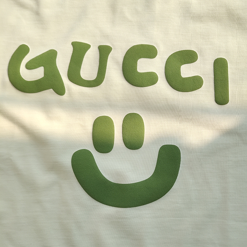 Футболка Gucci With Green Logo And Smile "White" фото № 8