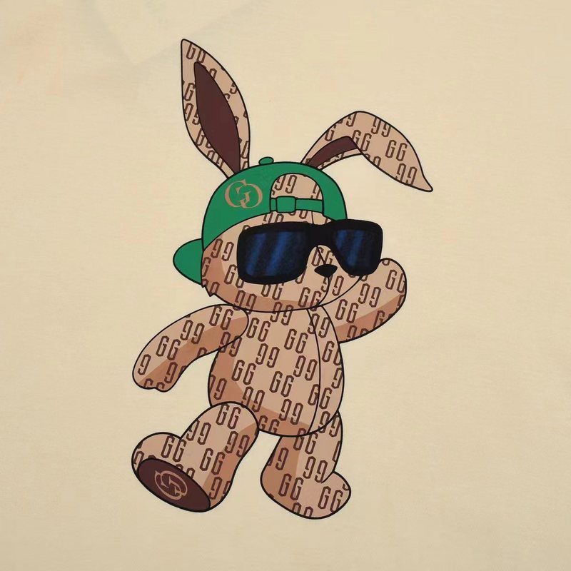 Футболка Gucci With A Rabbit Print In A Cap "Cream" фото № 8
