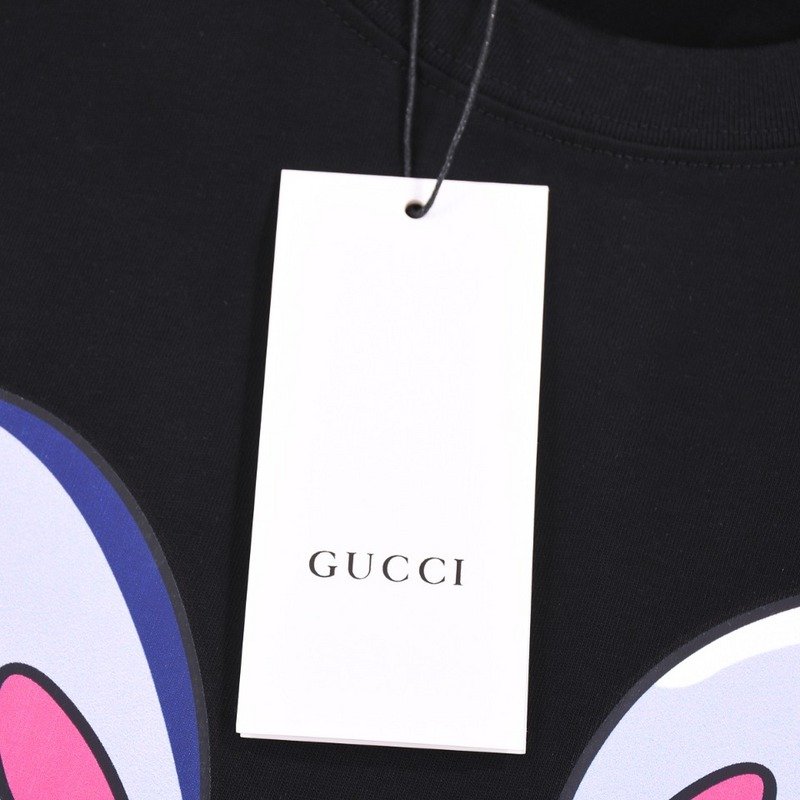 Футболка Gucci Graphic Rabbit Print With Logo "Black" фото № 3