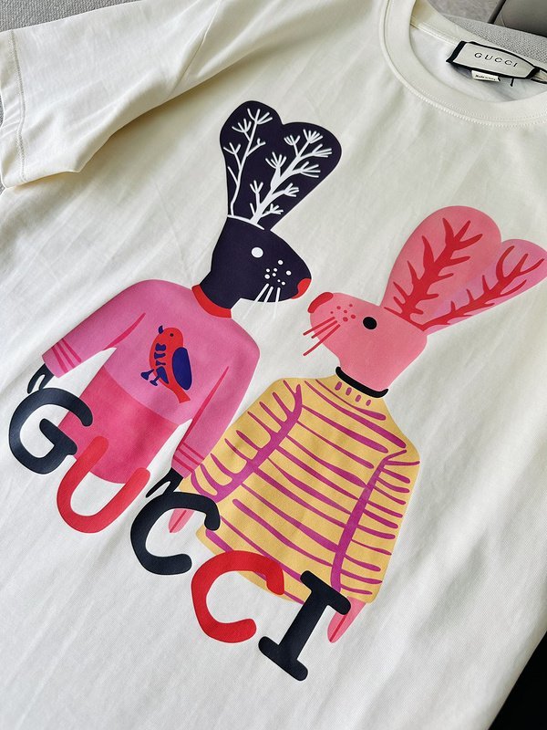 Футболка Gucci Rabbits With Brand Logo Print "Cream" фото № 2
