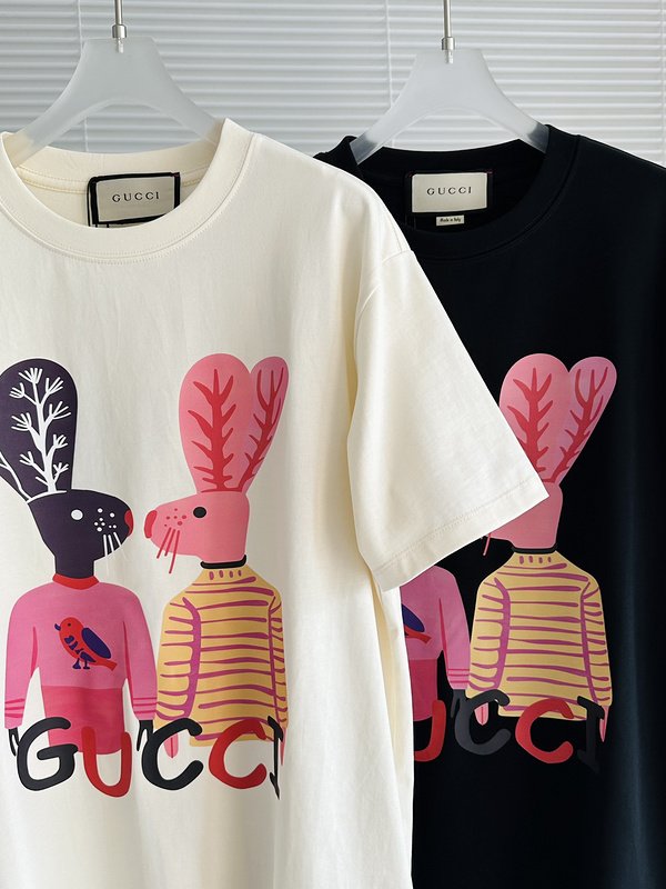 Футболка Gucci Rabbits With Brand Logo Print "Cream" фото № 4