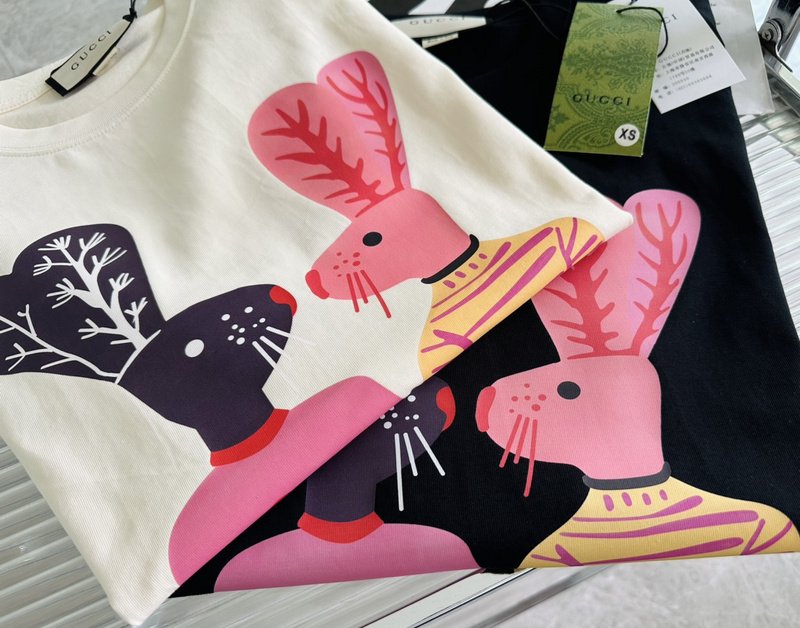 Футболка Gucci Rabbits With Brand Logo Print "Cream" фото № 5