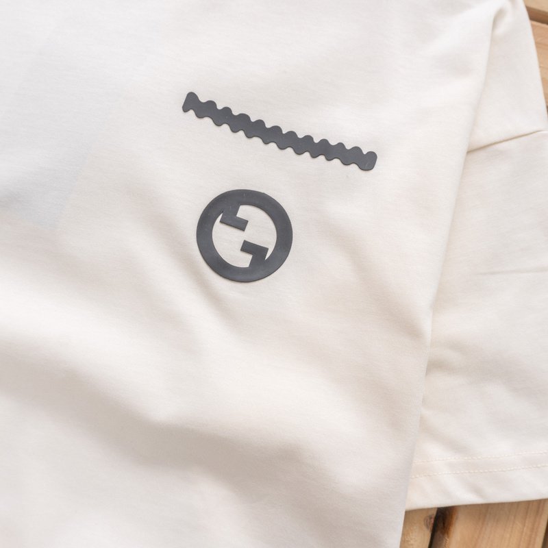 Футболка Gucci Wave Line And Circle Front Print "White" фото № 3