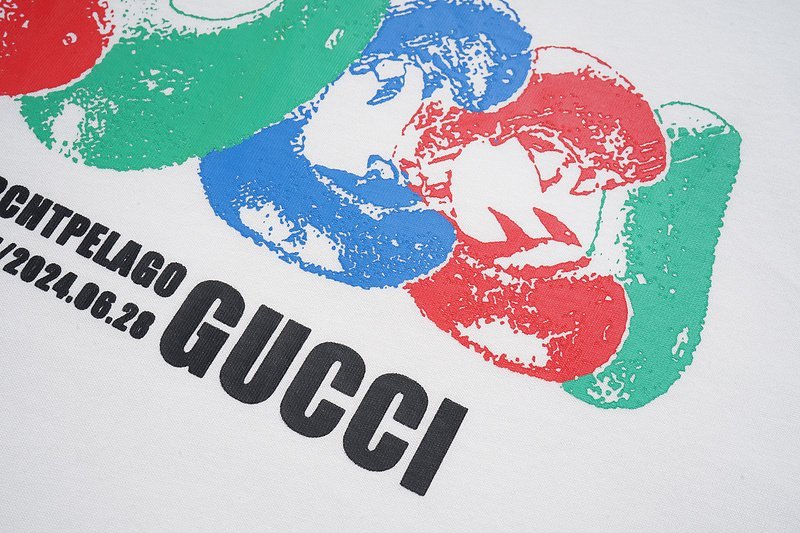 Футболка Gucci Multicolor Big Logo With Inscription Front "White" фото № 3