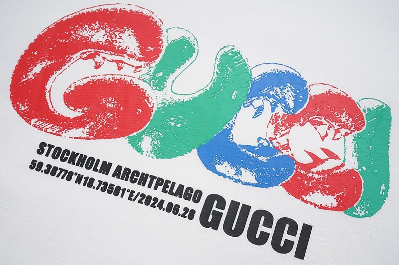 Футболка Gucci Multicolor Big Logo With Inscription Front "White" фото № 6