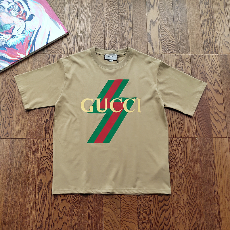 Футболка Gucci Curve Line And Logo "Brown" фото № 2