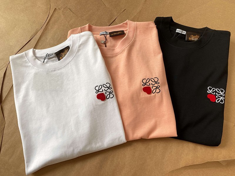 Футболка Loewe With Small Red Heart In The Logo "Peach" фото № 3
