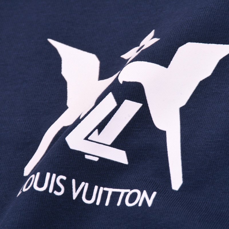 Футболка Louis Vuitton With Logo And Print Of Two Birds "Blue" фото № 5