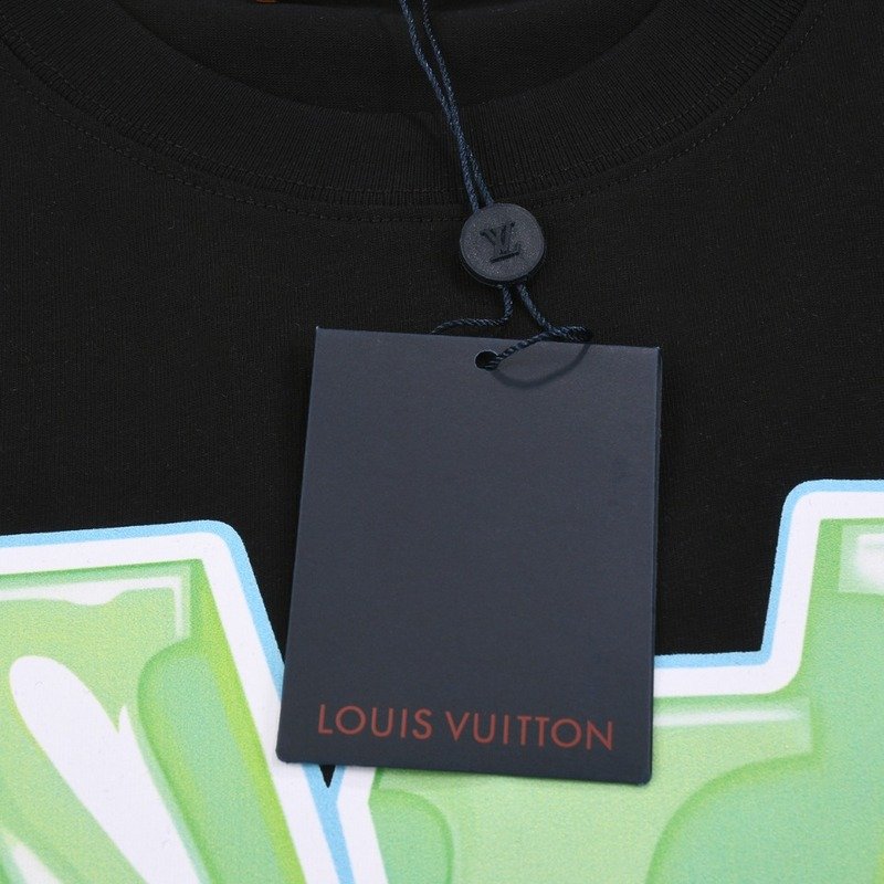 Футболка Louis Vuitton With Colorful Light Green Logo "Black" фото № 2