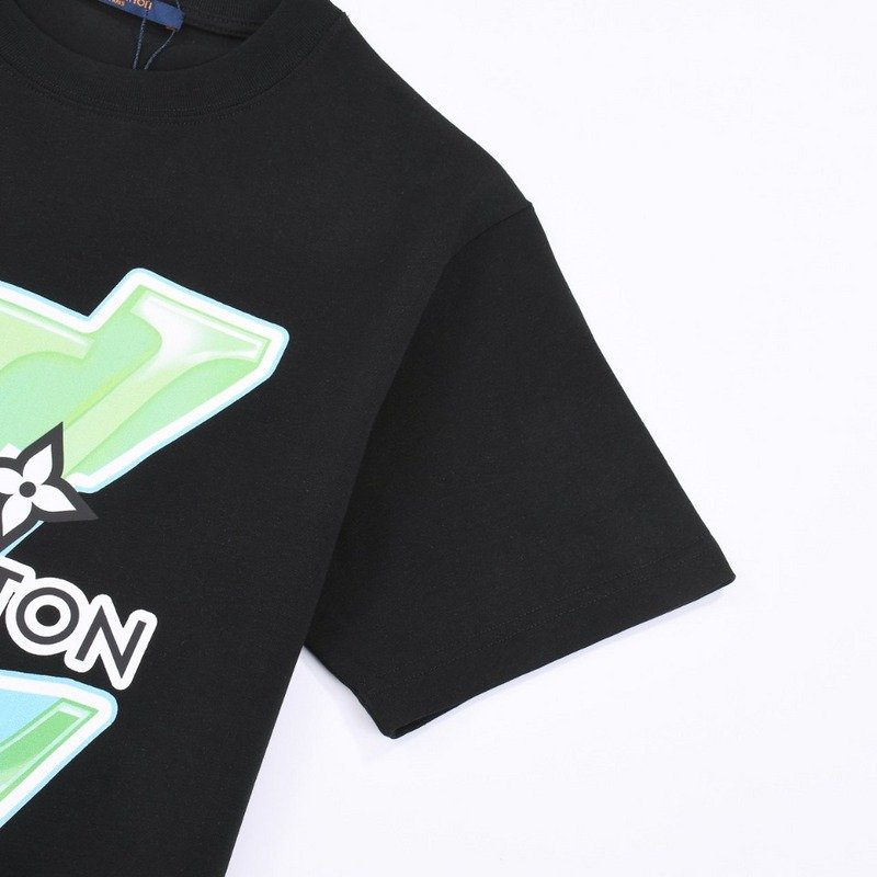 Футболка Louis Vuitton With Colorful Light Green Logo "Black" фото № 4