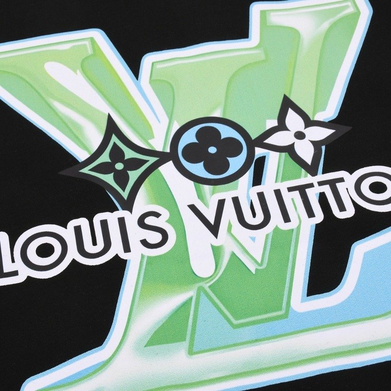 Футболка Louis Vuitton With Colorful Light Green Logo "Black" фото № 6