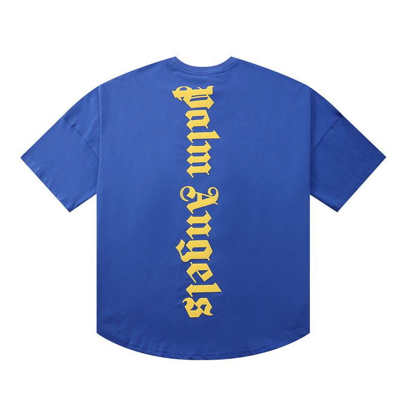Футболка Palm Angels With A Large And Small Logo "Blue" фото № 4