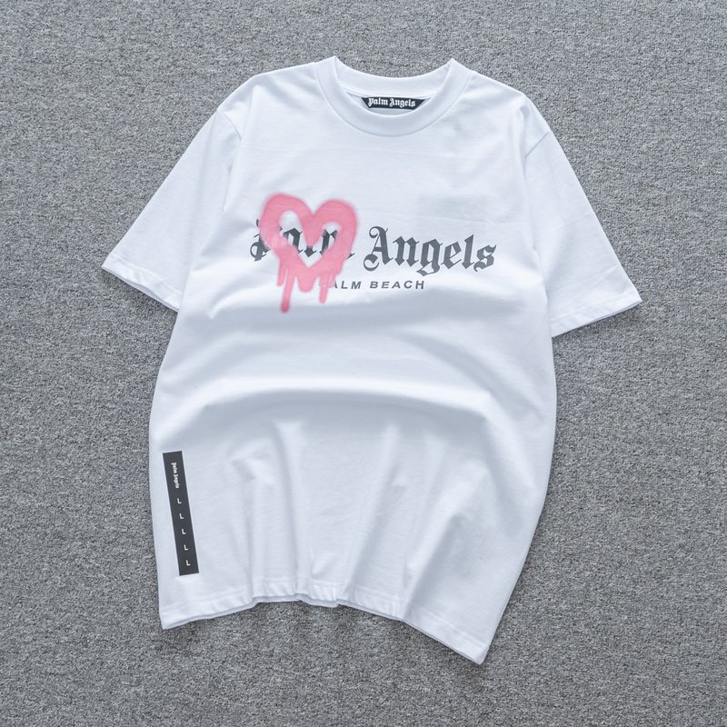 Футболка Palm Angels In My Heart "White/Pink" фото № 2