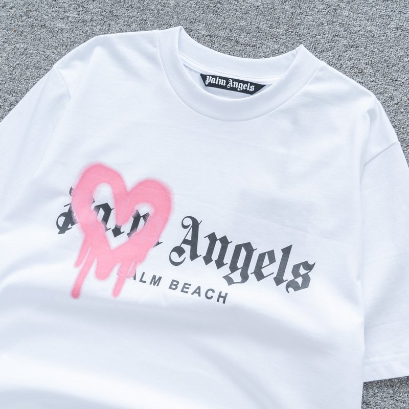 Футболка Palm Angels In My Heart "White/Pink" фото № 3