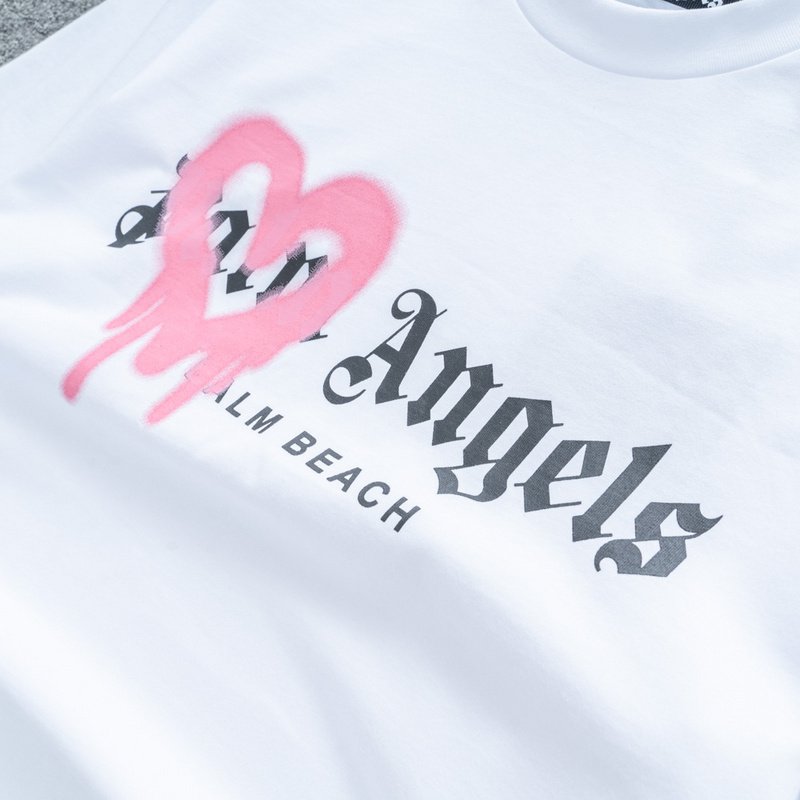 Футболка Palm Angels In My Heart "White/Pink" фото № 9