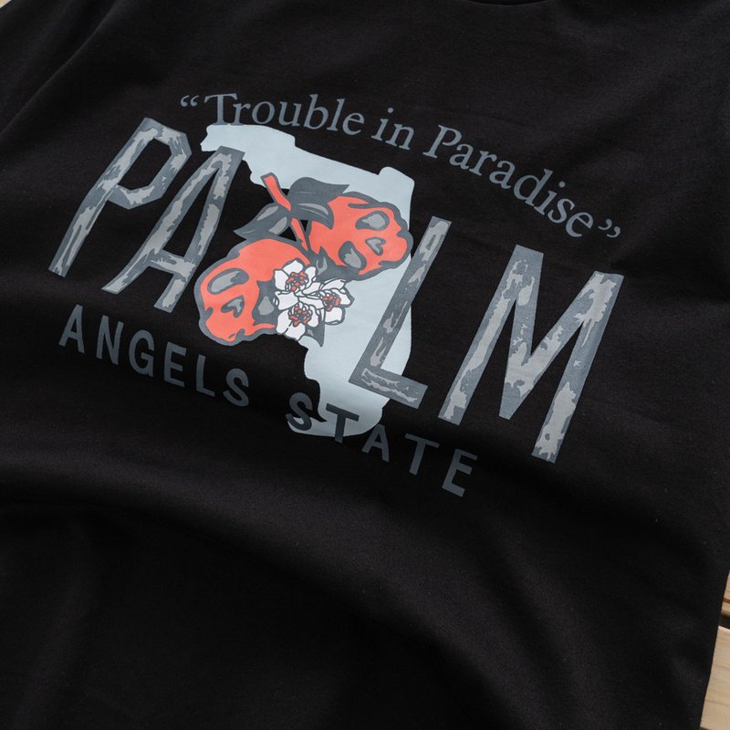 Футболка Palm Angels Trouble In Paradise - Text "Black" фото № 3