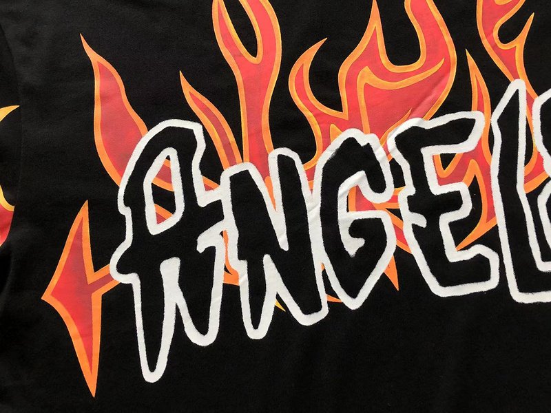Футболка Palm Angels Flames And Logo Lettering Print "Black" фото № 3