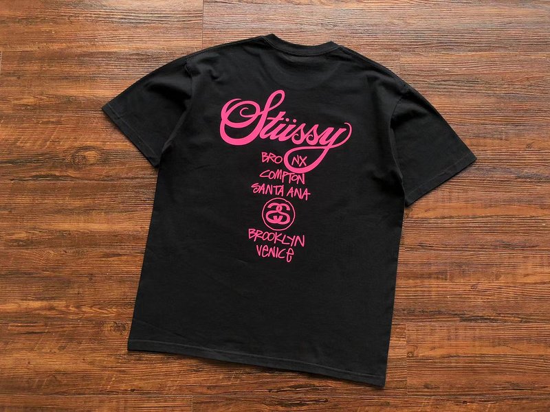 Футболка Stussy Colorful Cities List Under Logo "Black" фото № 2