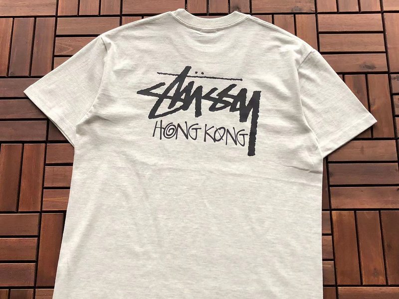 Футболка Stussy Logo And Inscription Hong Kong "Beige" фото № 2