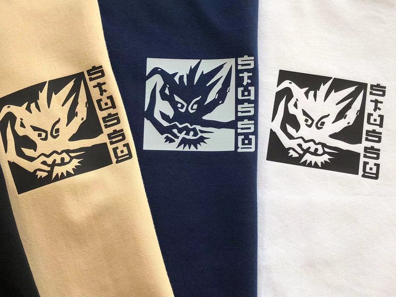 Футболка Stussy Dragon With Hieroglyphs "Blue" фото № 3