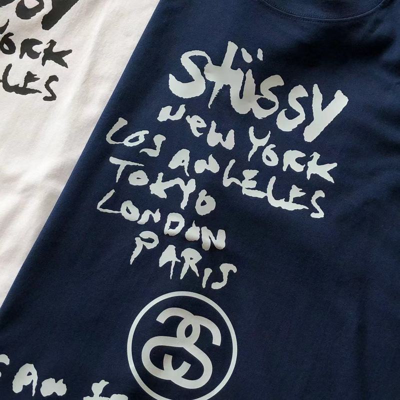 Футболка Stussy List With Cities And Letter With Mirror Image "Blue" фото № 5