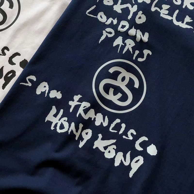 Футболка Stussy List With Cities And Letter With Mirror Image "Blue" фото № 6