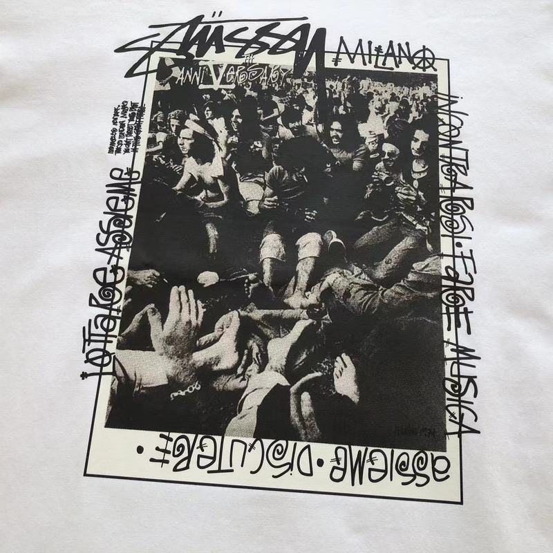 Футболка Stussy Print With People In Square With Lettering Around "White" фото № 3