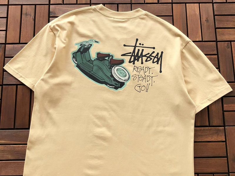 Футболка Stussy Lettering Ready Steady Go "Beige" фото № 2