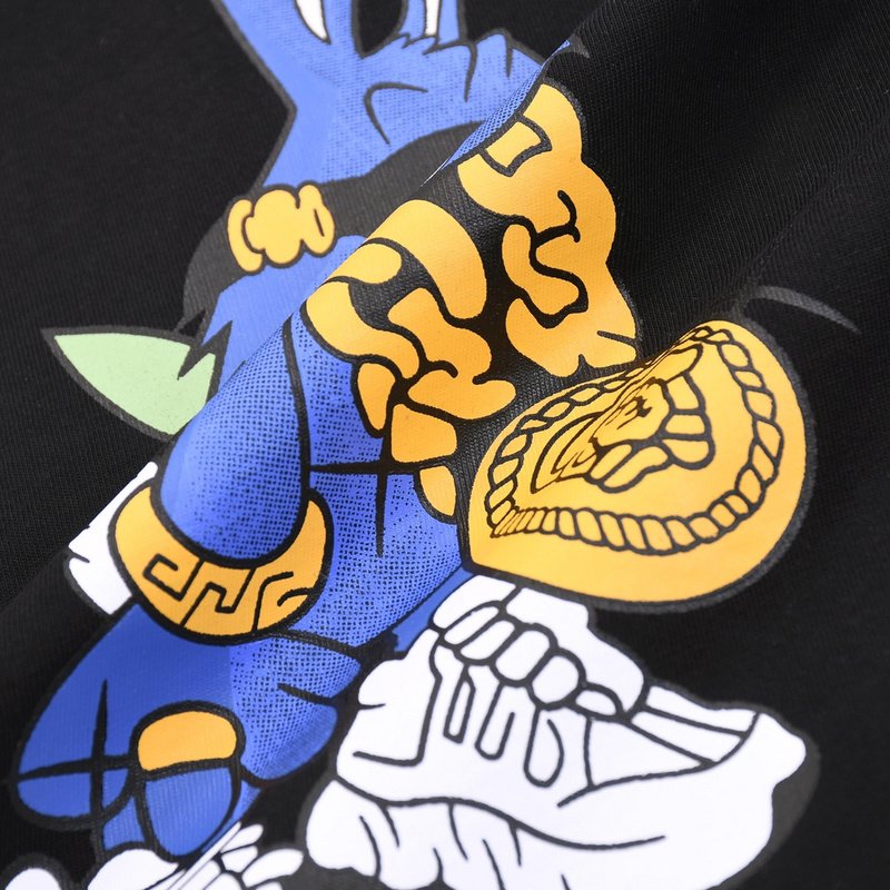 Футболка Versace With A Rich Rabbit Print "Black" фото № 7