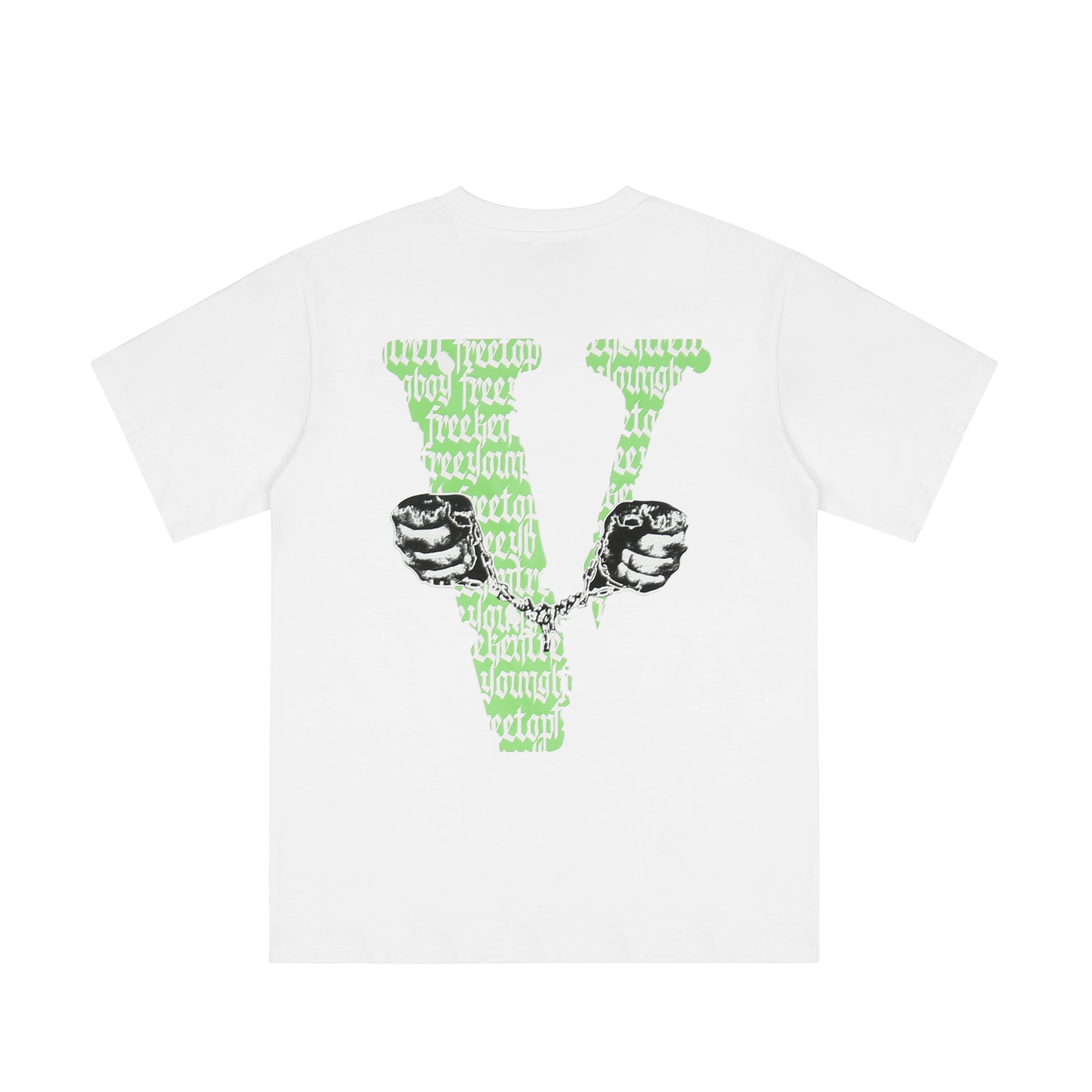 Футболка Vlone Green Print V Two Hands "White" фото № 2