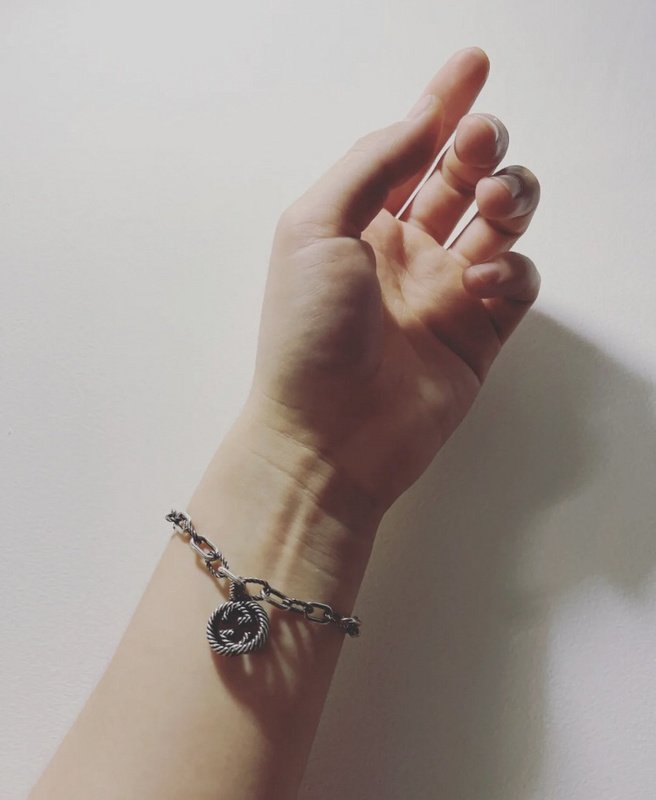 Браслет Gucci Chain WIth Logo Details - Round Pendant "Silver" фото № 4