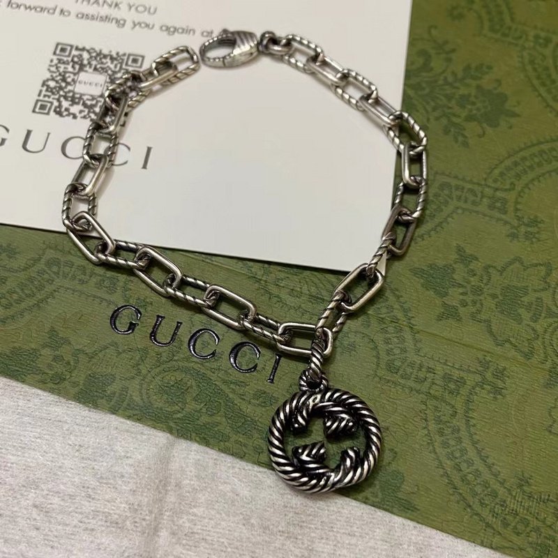 Браслет Gucci Chain WIth Logo Details - Round Pendant "Silver" фото № 2
