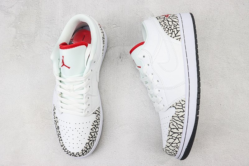 Air Jordan 1 Low "White/Black Print/Red" фото № 6
