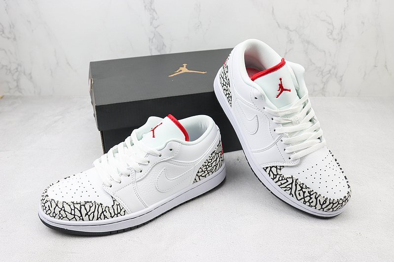 Air Jordan 1 Low "White/Black Print/Red" фото № 7