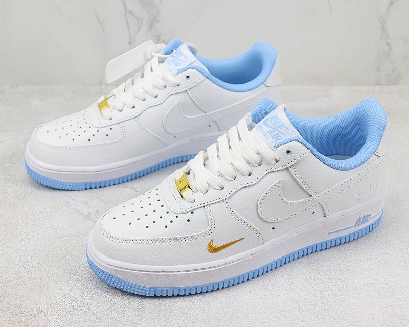 Nike Air Force 1 Low "Light Blue/White/Gold" фото № 5