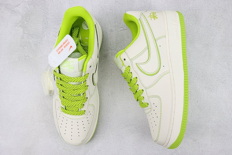 Stussy x Nike Air Force 1 Low "Off White/Apple Green" фото № 7