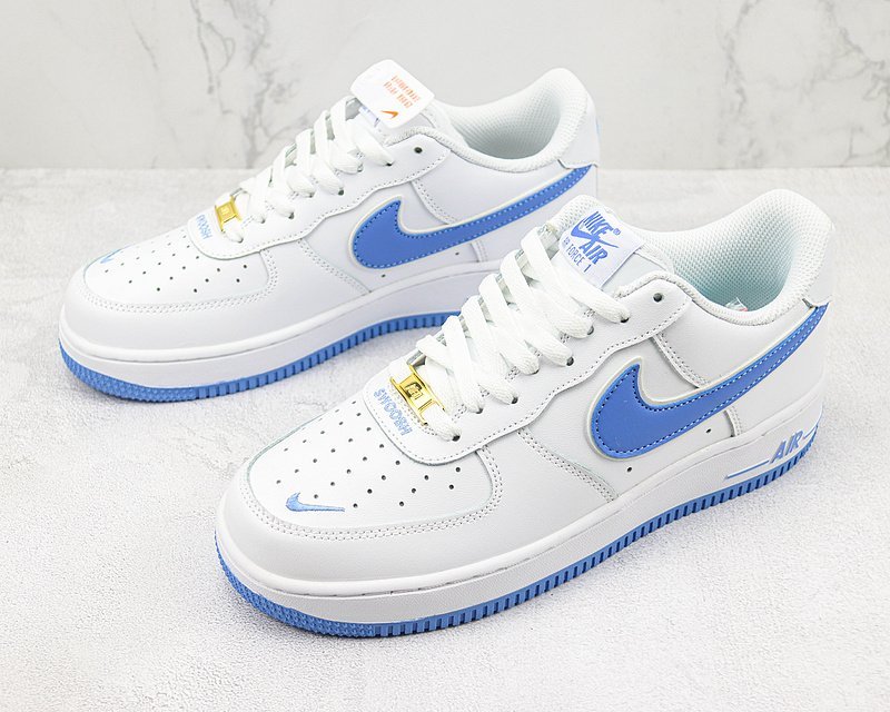 Nike Air Force 1 Low "White/Blue/Metallic Gold" фото № 5