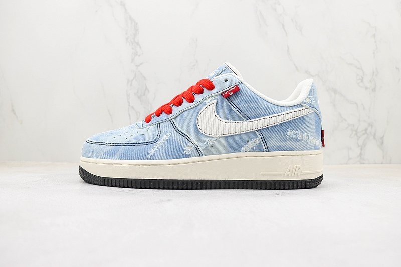 Levi's x Nike Air Force 1 Low "Denim/White/Red" фото № 2