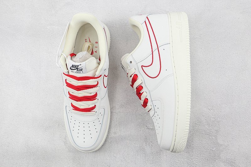 Nike Air Force 1 Low "Cream White and Red Electric Embroidered Hook" фото № 6